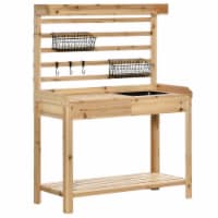 Potting Bench Table, Garden Workstation w/Sieve Screen, Removable Sink & Baskets