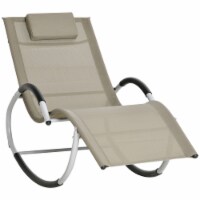 Outdoor Rocking Chair, Weather Resistant, Patio Sun Lounger w/ Pillow, Sand
