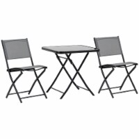 3 PC Outdoor Garden Bistro Patio Dining Table & Chairs Set w/Glass Tabletop