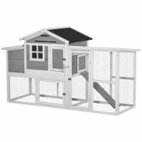 76  Wooden Chicken Coop Hen House with Outdoor Run Nesting Box Slide-out Tray