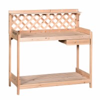 Garden Potting Bench Workstation w/ Drawer, Storage Shelf and Lattice Back