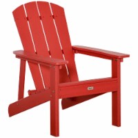 Outdoor Plastic Adirondack Chair, Reclined Seat, Patio Lounge Furniture, Red