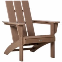 Outdoor Plastic Adirondack Chair Backyard Deck Lounge Chair w/Tall Back, Brown