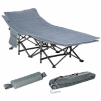 Outdoor Double Camping Cot Foldable Bed w/ Portable Travel Bag, 300 lbs., Grey