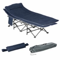 Outdoor Double Camping Cot Foldable Bed w/ Portable Travel Bag, 300 lbs., Blue
