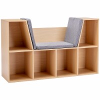 Kids Cube Organizer with Lounge Chair and Large Cube Shelving, Natural