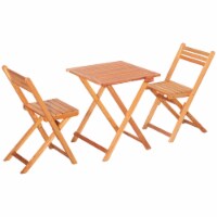 3pc Patio Bistro Set, Folding Garden Furniture, Wooden Chairs, Table, Teak