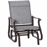 Outdoor Glider Chair, Steel Rocking Chair, Patio, Backyard, Porch, Garden, Grey
