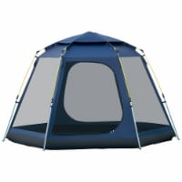 6 Person Camping Tent Pop-up Design Hexagon with Waterproof Rain Cover & Pockets