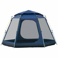 6 Person Camping Tent Pop-up Design Hexagon with Waterproof Rain Cover & Pockets