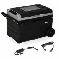 Portable Car Refrigerator w/ Wheels, Pull-up Handle & LED Light, Indoor Outdoor