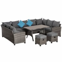 6 PCS Patio Wicker Conversation Sofa Set Outdoor PE Rattan Furniture w/ Cushion