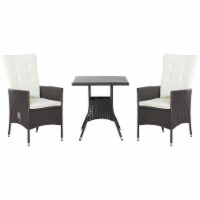 3pcs Patio Reclining Chair Set Rattan Wicker Furniture, Armchairs, Table, White