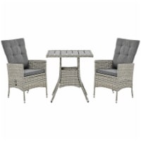 3 PCS Patio Wicker Conversation Recliner Chairs w/ Table Set, for Garden, Deck