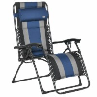 Outdoor Zero Gravity Lounger Chair Foldable Recliner w/ Pillow Cup Holder Blue
