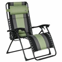 Outdoor Zero Gravity Lounger Chair Foldable Recliner w/ Pillow Cup Holder Green