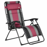 Outdoor Zero Gravity Lounger Chair Foldable Recliner w/ Pillow Cup Holder Red