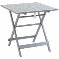 27 x 27 Wooden Square Outdoor Bistro Folding Side Table w/ Umbrella Hole, Grey