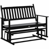 Wooden Patio Gliding Bench Rocker, Yard Furniture for Porch, Deck, Garden, Black