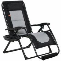 Zero Gravity Folding Patio Recliner, Pillows, Reclining Chair, Cup Holder, Black