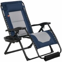 Zero Gravity Folding Patio Recliner, Pillows, Reclining Chair, Cup Holder, Blue