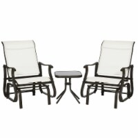 2-Person Gliding Rocking Chairs & Bistro Tea Table Garden Swing Seat Patio White