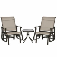 2-Person Gliding Rocking Chairs & Bistro Tea Table Garden Swing Seat Patio Grey