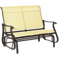 47  Outdoor Double Glider Bench Backyard Patio Mesh Gliding Chair, Beige