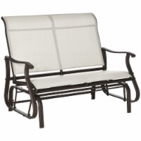 47  Outdoor Double Glider Bench Backyard Patio Mesh Gliding Chair, Cream White