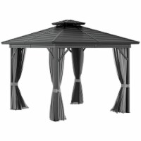 10'x10' Outdoor Hardtop Gazebo with Galvanized Steel Top & Aluminum Frame, Grey