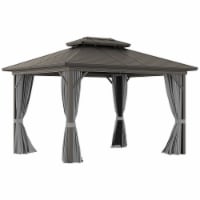 10'x12' Outdoor Hardtop Gazebo with Galvanized Steel Top & Aluminum Frame, Grey