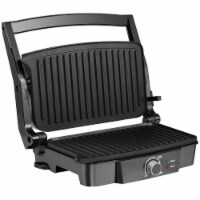 Panini Press Grill Stainless Steel Sandwich Maker w/ Non-Stick Plates Drip Tray