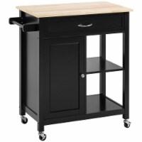 Portable Wooden Kitchen Storage Island Cart Trolley w/ Shelf & Drawers, Black