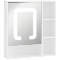 Wall-Mounted LED Light Bathroom Medicine Cabinet Organizer w/ Shelves, White