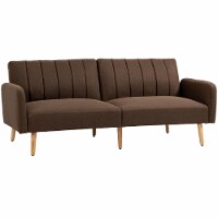 Two Seater Sofa Bed Convertible Couch Bed Loveseat for Small Spaces, Brown
