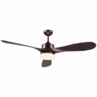52  Reversible Ceiling Fan w/ White LED Light & Remote Control Bedroom Brown