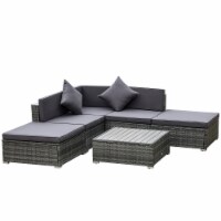 6-Piece Patio PE Rattan Sofa Set All Hnad Wicker Woven Garden Outdoor Furniture