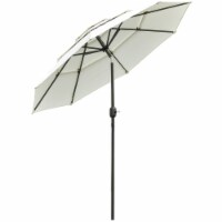 9' 3-Tier Outdoor Patio Market Umbrella W/ Crank Handle Backyard Deck Beige
