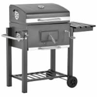 Portable Charcoal Grill BBQ Cooker Trolley for Camping Picnic Backyard, Grey
