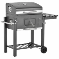 Portable Charcoal Grill BBQ Cooker Trolley for Camping Picnic Backyard, Grey