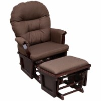 2PC Living Room Rocker Lounger w/ Ottoman Set & Suede Footrest, Brown