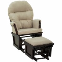 2PC Living Room Rocker Lounger w/ Ottoman Set & Suede Footrest, Cream White
