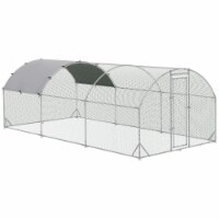 Metal Chicken Coop 3 Rooms Walk-in Enclosure Hen House W/ Water-Resist Cover