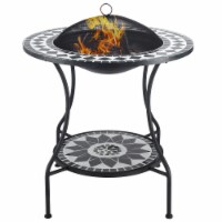 30  Wood Burning Fire Pit & Outdoor Ice Bucket Side Table, Steel, Lid, Mosaic
