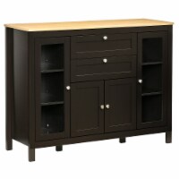 47  Modern Kitchen Buffet Storage Cabinet w/ Drawers & Adjustable Shelves, Brown