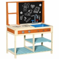 Kids Kitchen Playset Pretend Play Toy w/ Chalkboard Sink Storage for 3-8 Years
