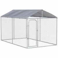 Outdoor Dog Playpen with Canopy & Mesh Side Walls for Large Animals, Silver