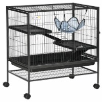 3-Storey Small Animal Cage, Metal Ferret Cage, w/ Rolling Casters, Storage Shelf
