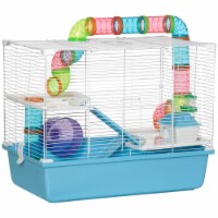 PawHut 3-Tier Hamster Cage with Tubes and Tunnels, Exercise Wheel, Food Dish