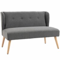 2-Seat Loveseat, 45  Button Tufted Fabric Sofa Couch with Wood Legs Grey